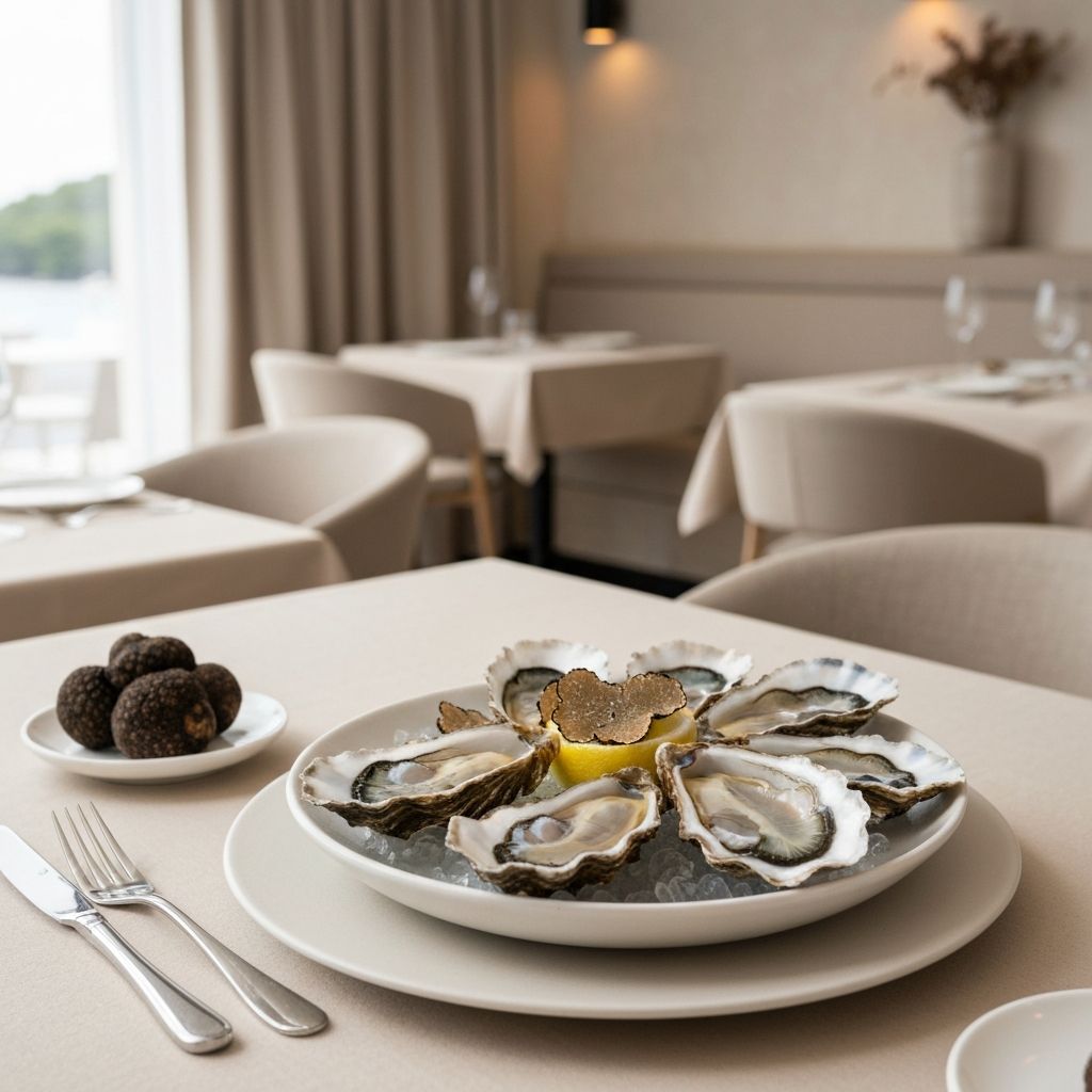 Fresh Croatian seafood with oysters and Istrian truffles