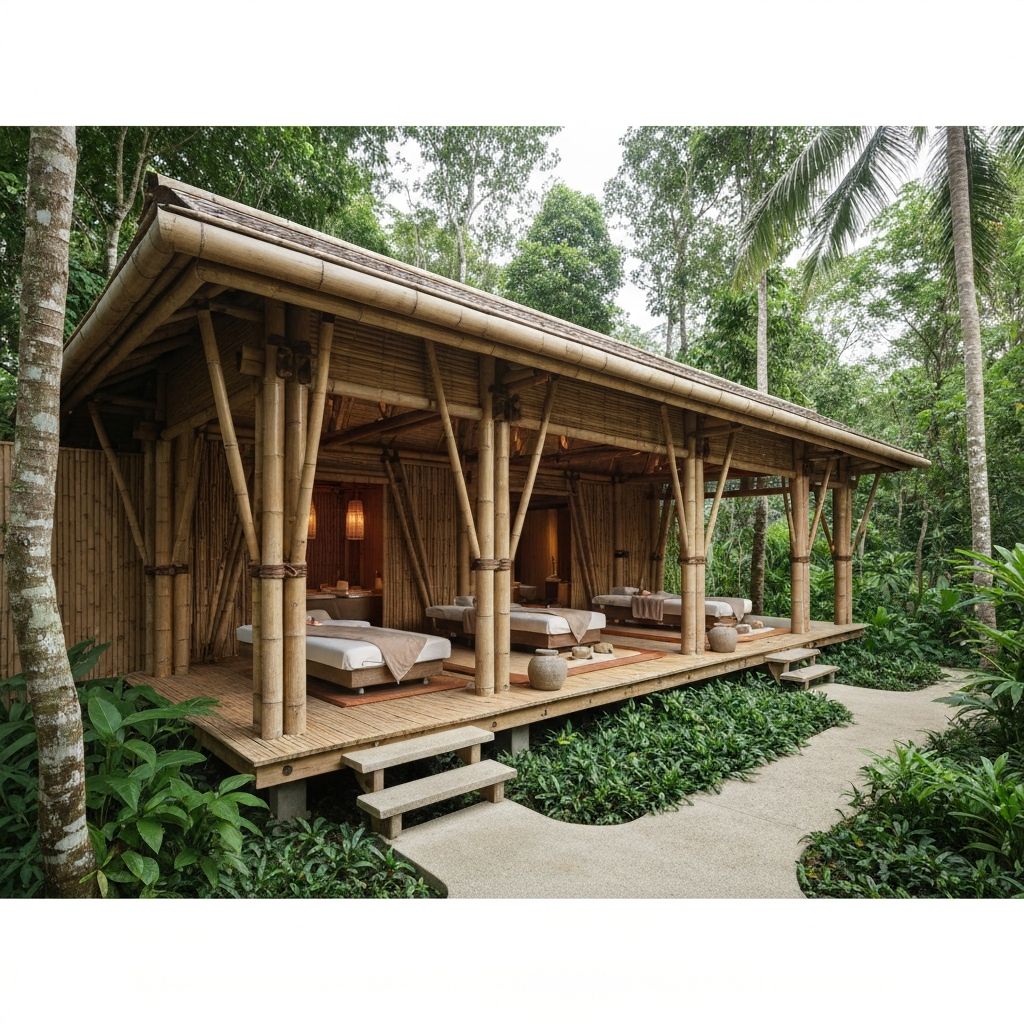 Luxury rainforest wellness retreat in Thailand with open-air spa pavilion