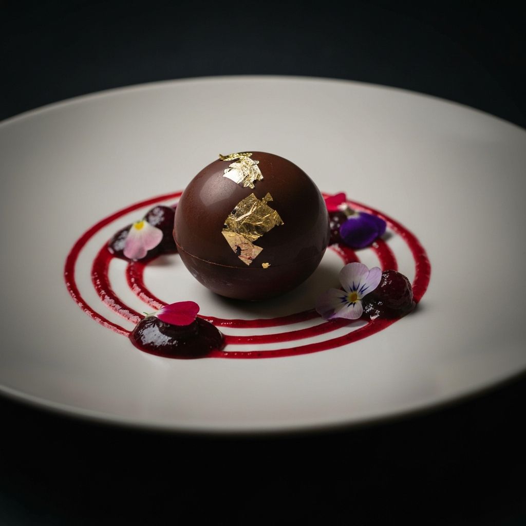 Artisanal chocolate dessert with gold leaf