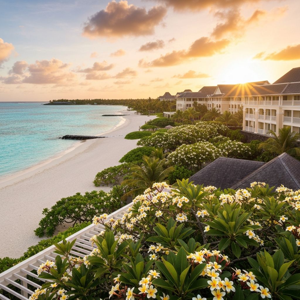 One&Only Le Saint Géran Mauritius beachfront resort on white sand peninsula surrounded by turquoise Indian Ocean lagoon
