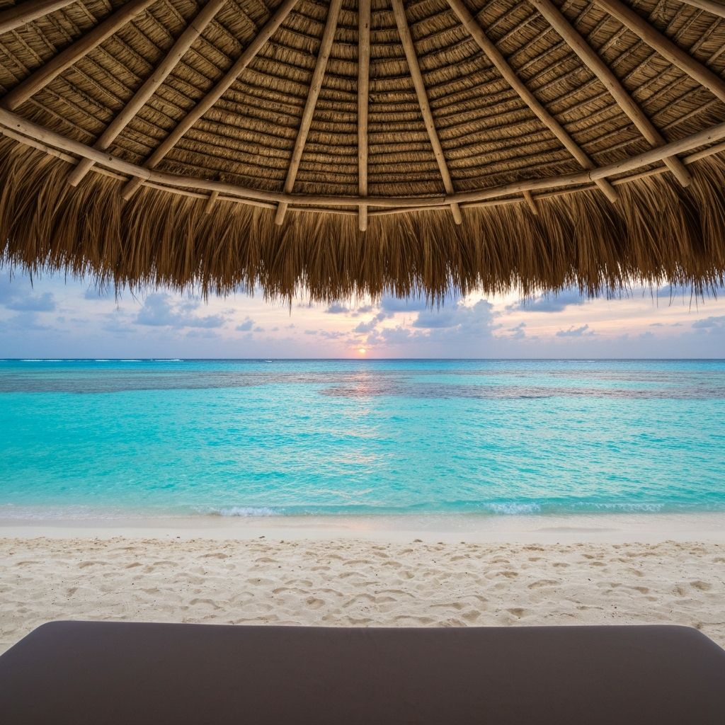 Turtle Inn beachfront thatched villa directly on Caribbean shore at Placencia, Belize